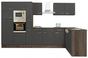 Mobilă de bucătărie de colț Yorki 370, corp din stejar Yorki, cu față antracit satinat