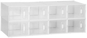HOMCOM Set de 8 cutii cuburi de depozitare pentru pantofi modulare cu uși transparente - 25 x 35 x 19 cm | Aosom Romania