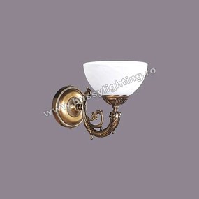 Aplica Polo cu 1 Brat, Desing Clasic, Finisaj Bronz Antic, Abajur Alb - Bussy Lighting 7192-52-19