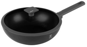 Tigaie wok cu capac 28 cm, 3,2L Anthracite Berlinger Haus BH 8124, strat antiaderent, gri