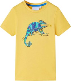 vidaXL Tricou pentru copii cu mâneci scurte, ocru deschis, 116