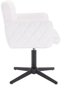 HC802CROSS Scaun Alb din Piele Ecologica cu Bază Neagră