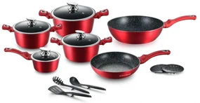 RESIGILAT - Set oale si tigai marmorate 15 piese Royalty Line RL- Rosu 9617