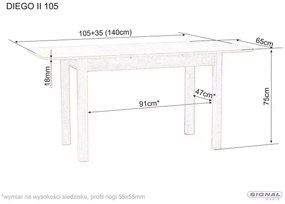 Masa extensibila Diego II 105 stejar sonoma L105-140xl65 cm