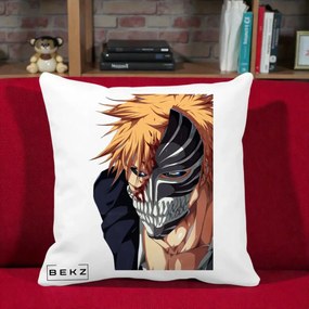 Perna Personalizata Bleach Ichigo Masca Hollow, 40x40 cm, Alba Mata, Husa Detasabila, Perna Inclusa, BEKZ®