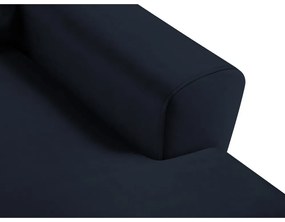 Colțar albastru închis extensibil, cu spațiu de depozitare cu tapițerie din catifea (cu colț pe partea dreaptă, cu șezlong) Kyoto – Cosmopolitan Design