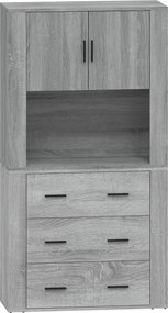 vidaXL Dulap înalt, gri sonoma, lemn prelucrat