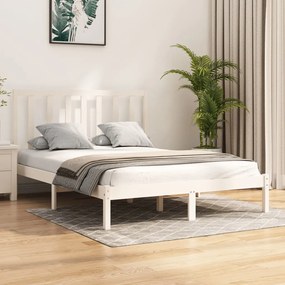 3105161 vidaXL Cadru de pat, alb, 140x200 cm, lemn masiv de pin