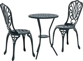 vidaXL Set Bistro de Grădină 3 pcs Verde Aluminiu