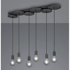 Lustră pe cablu DISCUS 6xE27/28W/230V neagră Trio