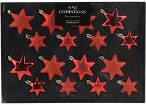 Set de decorațiuni de Crăciun Star roșu, 16 buc