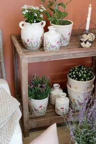Vază din ceramică crem cu motiv floral "Avignon", H17.5/D11 cm