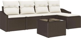 vidaXL Set de canapea cu pernă 6 pcs Maro poliratan