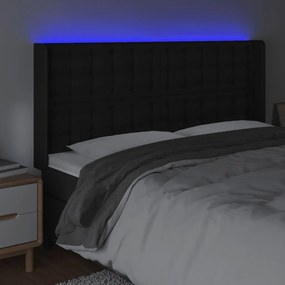 Tablie de pat cu LED, negru, 203x16x118 128 cm, piele ecologica 1, Negru, 203 x 16 x 118 128 cm