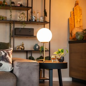 Lampă de masă Art Deco din alamă cu sticlă opala 45,5 cm - Pallon