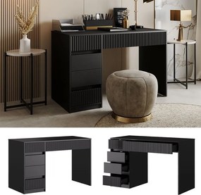 BIN204 - Masa de birou, 120 cm, home office cu 5 sertare - Negru