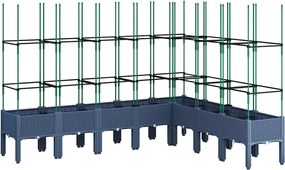 vidaXL Jardinieră de grădină cu spalier, albastru gri, 200x160x142,5 cm, PP