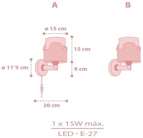 Aplică pentru copii WHALE DREAMS 1xE27/15W/230V roz Dalber 61179S