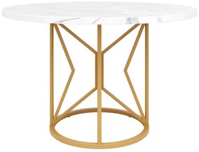 Masă rotundă de dining din MDF, Alb+Auriu | Aosom Romania