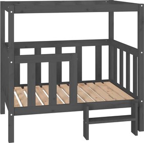 vidaXL Pat pentru câini, gri, 105,5 x 83,5 x 100 cm, lemn masiv de pin