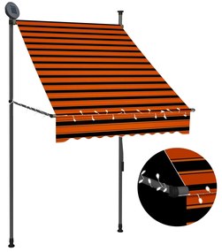 vidaXL Copertină retractabilă manual cu led, portocaliu &amp; maro, 100 cm