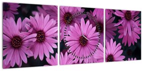 Tablou cu florile roz (cu ceas) (90x30 cm)