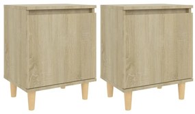 805822 vidaXL Noptiere picioare lemn masiv 2 buc., stejar sonoma, 40x30x50 cm