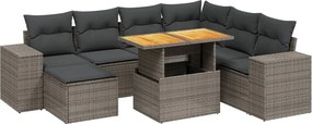 vidaXL Set canapele de grădină cu perne, 8 piese, gri, poliratan