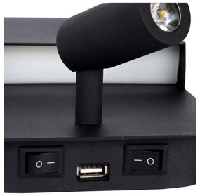 Aplică  Lucide 79200/08/30 BOXER LED/5W/230V + LED/5W USB negru