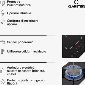 Klarstein MultiChef 5, plită cu inducție și gaz, 5 zone de gătit, 3 arzătoare cu gaz, 2 plite cu inducție, FlexZone