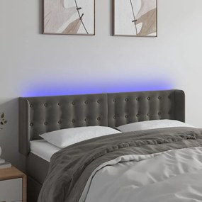 vidaXL Tăblie de pat cu LED, gri închis, 147x16x78/88 cm, catifea