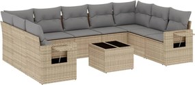 vidaXL Set canapele de grădină cu perne, 10 piese, bej, poliratan