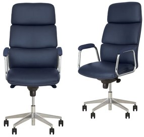 Set 2 scaune directoriale VEGAS, Albastru, piele ecologica