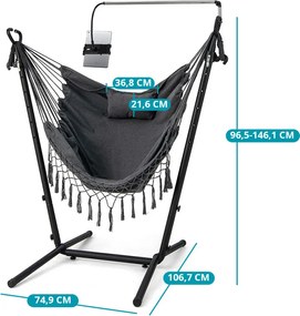 Scaun Suspendat cu Înălțime Reglabilă și Suport pentru Telefon