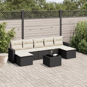 3251683 vidaXL Set mobilier de grădină cu perne, 8 piese, negru, poliratan