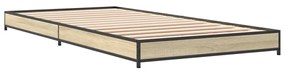 845182 vidaXL Cadru de pat, stejar sonoma, 90x190 cm, lemn prelucrat și metal