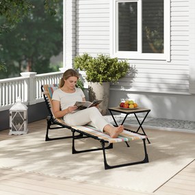 Outsunny Șezlong, Șezlong de grădină pliabil, Șezlong pliabil, Spătar în 4 trepte, Oțel, Material plasă, 189 x 58 x 30 cm, Multicolor | Aosom Romania