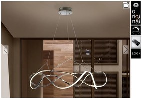 Lustra LED dimabila cu telecomanda design XL ultra-modern Molly crom 110cm