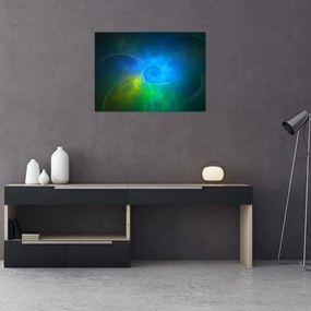 Tablou pe sticlă cu abstracțiune albastră (70x50 cm)