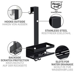 Raft pentru baie negru de agățat din oțel inoxidabil Bribano – Wenko