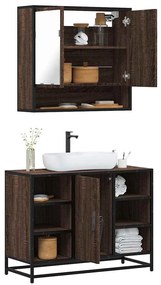 vidaXL Set mobilier de baie, 2 piese, stejar maro, lemn prelucrat