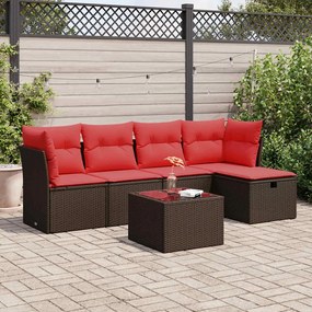 vidaXL Set canapele de grădină cu perne, 6 piese, maro, poliratan