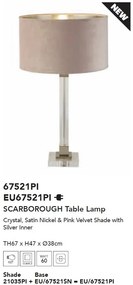 Veioza/Lampa de masa design modern Scarborough, nickel, roz