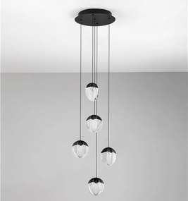Lustra cu 5 pendule LED ALICIA negru