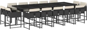 vidaXL Set mobilier de grădină cu perne, 15 piese, negru, poliratan