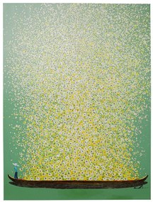 Tablou canvas Flower Boat mov/alb 120x160cm