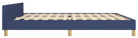 Cadru de pat cu tablie, albastru, 200x200 cm, textil Albastru, 200 x 200 cm, Culoare unica si cuie de tapiterie