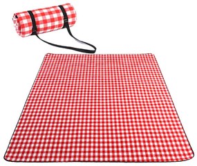 Pătură de picnic cu model roșu și alb 200 x 150 cm