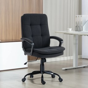 HOMCOM Scaun de Birou Ergonomic din Material Tip In, Înălțime Reglabilă, Funcție de Balansare, 120 kg, Negru | Aosom Romania