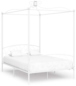 284470 vidaXL Cadru de pat cu baldachin, alb, 120 x 200 cm, metal